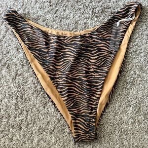 Forever 21 Black and Tan Tiger-Stripe High-Cut Bikini Bottom